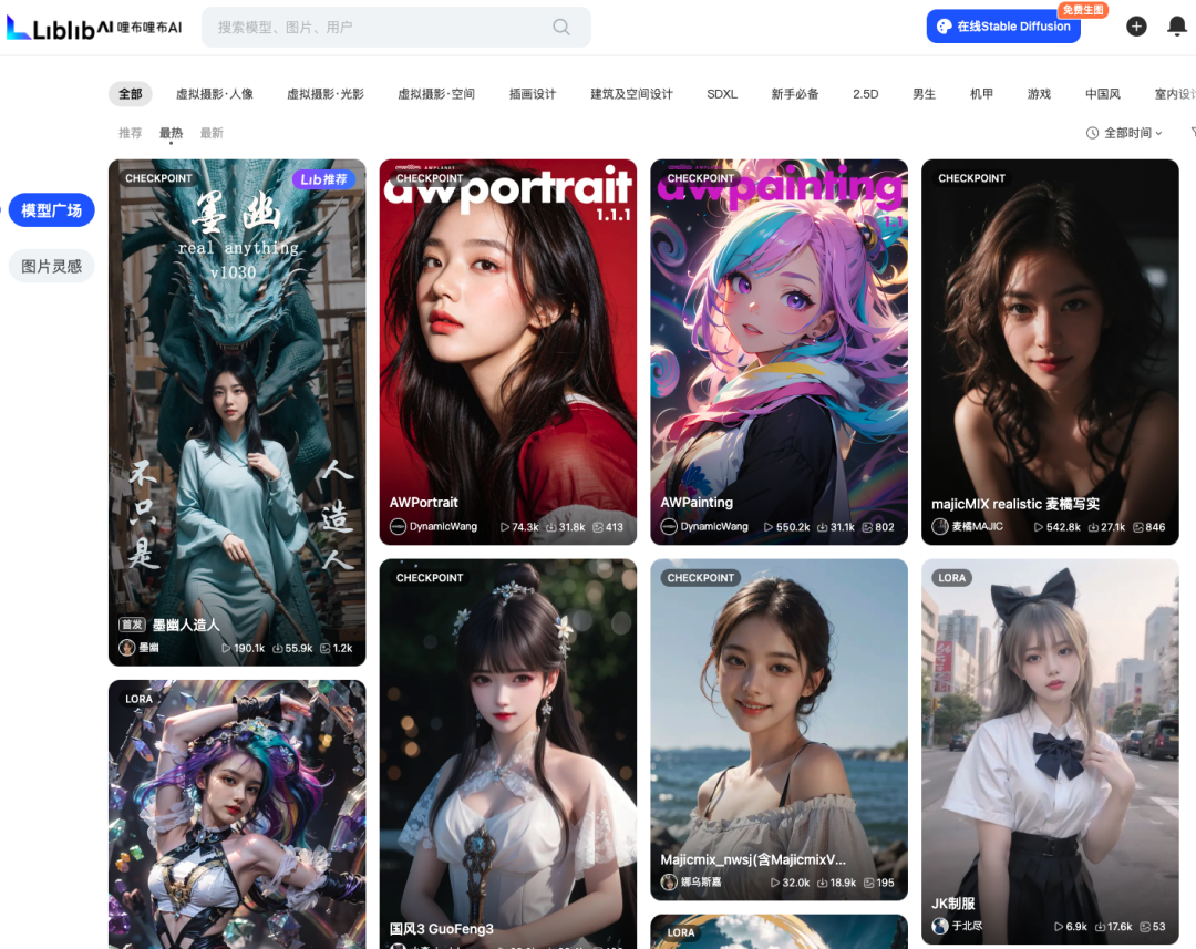 C站的國內(nèi)平替網(wǎng)站-Liblibai C站的國內(nèi)平替網(wǎng)站-Liblibai